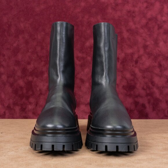 Stuart Weitzman Women Bedford Black Leather Platform Chelsea Ankle Boots sz 9 - Picture 3 of 9